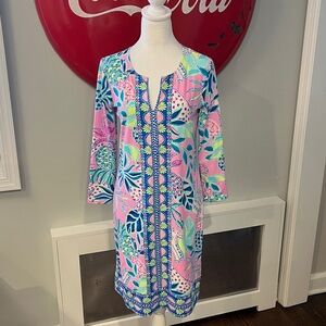 Lilly Pulitzer Meryl Chilly Lilly Bold Floral Neon Tennis Resort Dress, size M